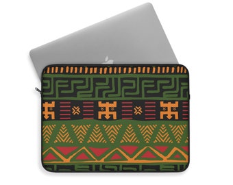 Schöne grüne afrikanische Stammes- Muster-Laptoptasche. Erhältlich in verschiedenen Größen 12 , 13 Zoll & 15 .