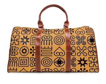Adinkra Yellow and Black Waterproof Travel Bag