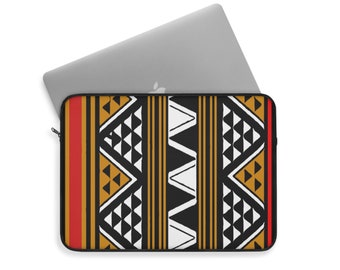 Housse pour ordinateur portable à motif africain carrelé. Disponible en différentes tailles 12", 13" et 15"