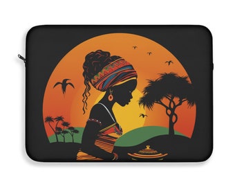 Housse pour ordinateur portable African Queen faite maison. Disponible en différentes tailles 12", 13" et 15".