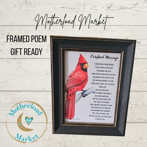 Framed Cardinal Poem, Cardinal Poem, Cardinal Passed Loved One Gift, Cardinal Memorial Gift, Grief Loss Gift, In Memory Gift