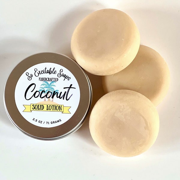 Coconut Solid Lotion Bar, Lotion Bar, fruit scented lotion, reusable tin, lotion in a tin, solid lotion