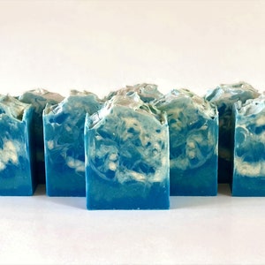 Sweet Sea Mist Soap, Cold Process Soap, Shea Butter Soap, Beach clean soap, Bar soap, Ocean theme soap, Fresh scented soap, blue and white