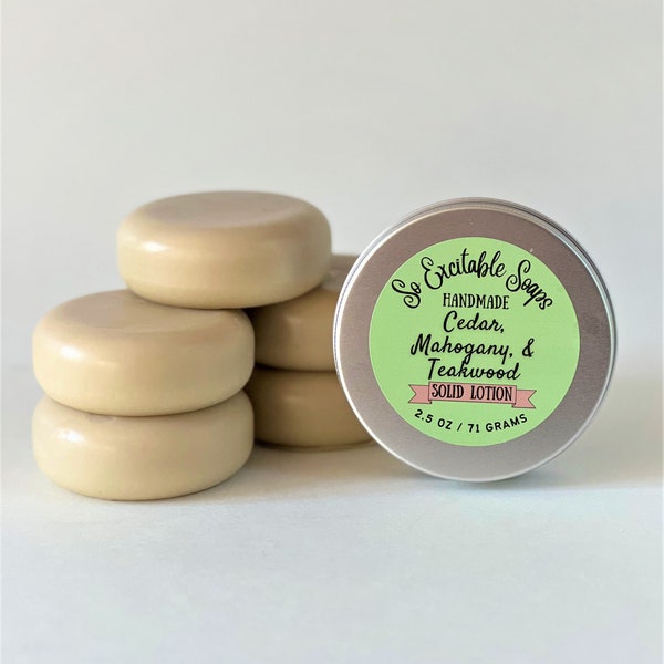 Cedar, Mahogany, & Teakwood solid lotion, Lotion Bar, Lotion Bar in a tin, Hand lotion, Body Lotion, Solid Lotion, Lotion, Butter Bar