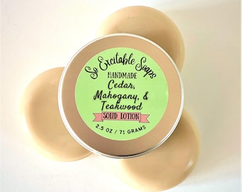 Cedar, Mahogany, & Teakwood solid lotion, Lotion Bar, Lotion Bar in a tin, Hand lotion, Body Lotion, Solid Lotion, Lotion, Butter Bar