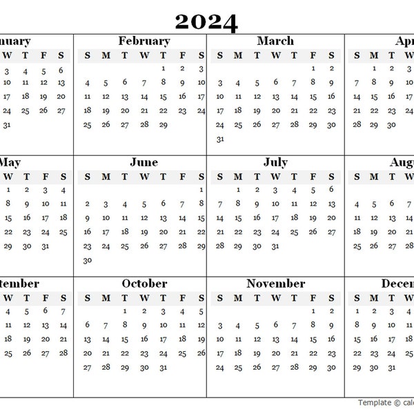 2024 annual calendar