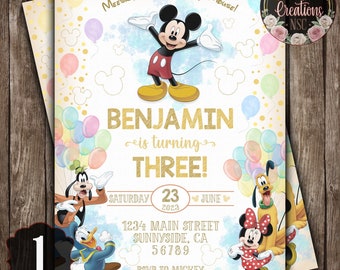 Invitación clásica para fiesta de cumpleaños de Mickey Mouse