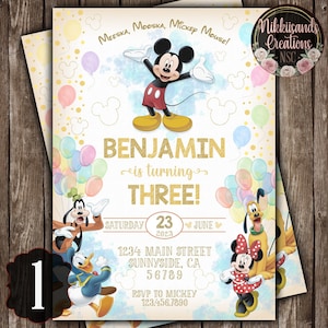 Classic Mickey Mouse Birthday Party Invitation