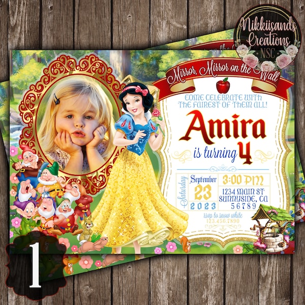 Snow White Birthday Party Digital Invitation