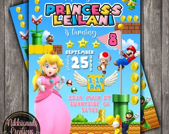 Invitación digital para la fiesta de cumpleaños de la Princesa Peach