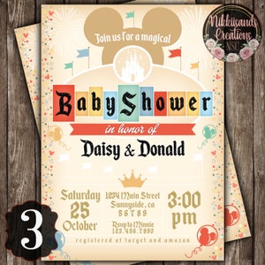 Invito digitale vintage Disneyland Baby Shower