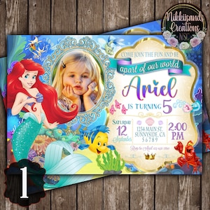 Faire-part numérique pour fête d'anniversaire La petite sirène