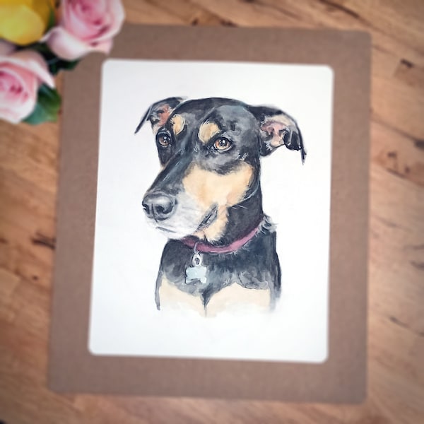 Pet Portrait Custom Hand Painted Personalize for Birthday or Memorial, 1-4 Pets Drawn Dog, Cat Painting for Animal Lovers, 5x7 and 8x10 Size