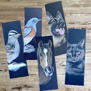 Hand Painted Pet Portrait Bookmark Custom Gift for Readers Personalize Drawn Dog, Cat, Bird Art for Pet Lovers Birthday or Sympathy Gift image 3