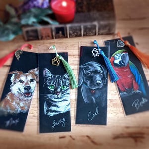 Custom Pet Portrait Bookmark Hand Painted Gift for Readers Personalize for Pet Lovers, Birthday, Wedding, Memorial, Painted Dog, Cat, Bird