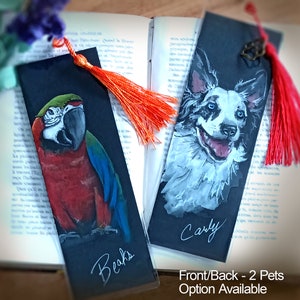 Hand Painted Pet Portrait Bookmark Custom Gift for Readers Personalize Drawn Dog, Cat, Bird Art for Pet Lovers Birthday or Sympathy Gift image 5