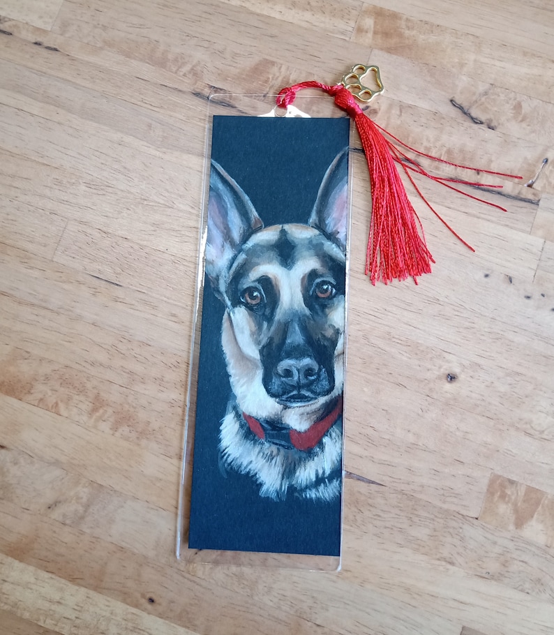 Hand Painted Pet Portrait Bookmark Custom Gift for Readers Personalize Drawn Dog, Cat, Bird Art for Pet Lovers Birthday or Sympathy Gift image 2