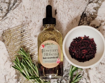 Hair Growth Oil, Rosemary and Hibiscus hair oil, Extreme hair growth, 100% Natural, Pure oils