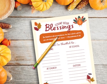 Christian Kids Thanksgiving-activiteitenblad - Tel je zegeningen | Zondagsschool en kinderkerk afdrukbaar