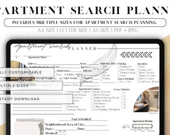 Minimalistic Apartment Search Planner | Apartment Amenities Planner | Appointment Schedule Tracker | Apartment Search Checklist | Planner