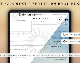 Gradient Five Minute Journal | Digital Morning Journal | Digital Evening Journal | Daily Reflection Journal | iPad Journal |5-Minute Planner