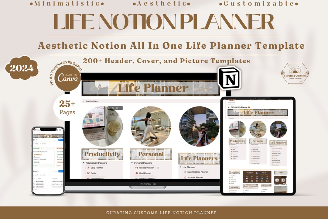 Notion Life Planner Template All in One That Girl Notion 2024 Aesthetic ...