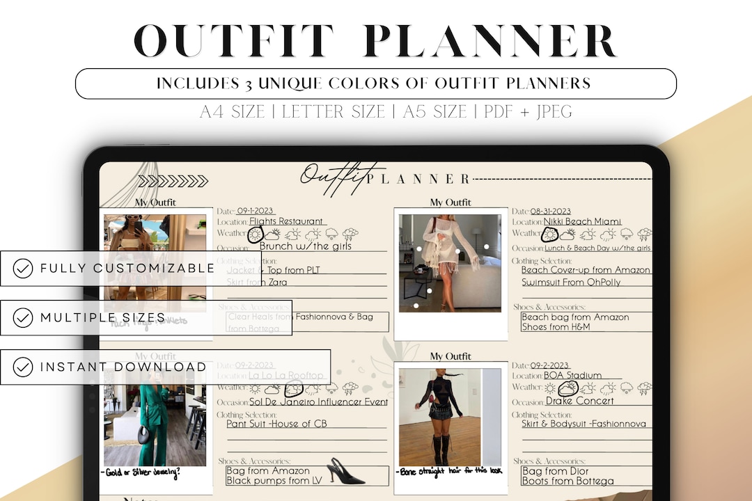 Digital Outfit Planner Outfit Planner Wardrobe Planner outfit Canva