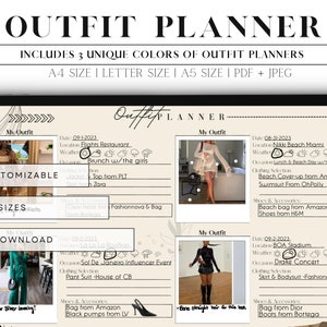 Digitale outfitplanner | Outfitplanner | Garderobeplanner | Outfit Canva-sjabloon | Minimalistische planner| Afdrukbare planner| Vacay-outfits