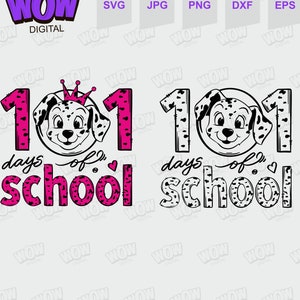 100 dagen school SVG, 101 dagen Dalmatiër, 100e dag van schoolviering, voor cricut, silhouete, cameo