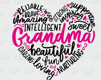 Grandma Svg cut file for cricut silhouette cameo, Grandma Heart Svg, Grandma Saying Svg, Nana Svg, hand drawn, Sublimation design.