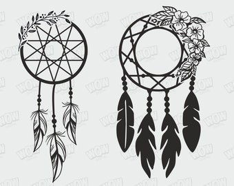 Dream Catcher SVG, Feather SVG, Boho SVG, Native American