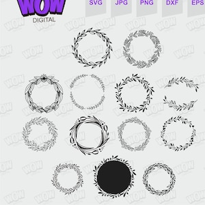 Circle Frame Svg, floral monogram svg, floral circle svg, Circle Wreath Svg, Digital download