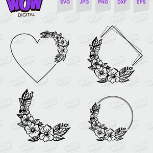 Circle Frame Svg, floral monogram svg, floral circle svg, Circle Wreath Svg, Digital download