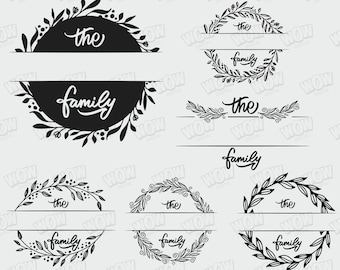 Wreath monogram svg, hand drawn wreath, floral border svg, leaf wreath svg, Digital download