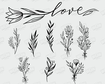 Buquê de flores svg, pacote de flores svg, botânico svg, pacote de buquê svg para cricut, silhueta, camafeu
