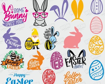 Happy Easter Bundle Svg, Easter Svg, Bunny Svg, Easter Egg Hunt Svg, Digital download