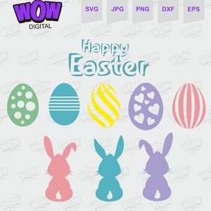 Happy Easter Bundle Svg, Easter Svg, Bunny Svg, Easter Egg Hunt Svg, Digital download