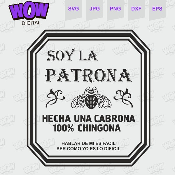 Soy la patrona svg cut file for cricut silhouette cameo, Soy la patrona png, hand drawn, Sublimation design.