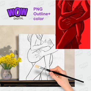 Couple Diy Paint Party, Honey Pot, Sip and Paint Outline, Diy Paint Kit, a kiss for coloring, PNG file Digital download