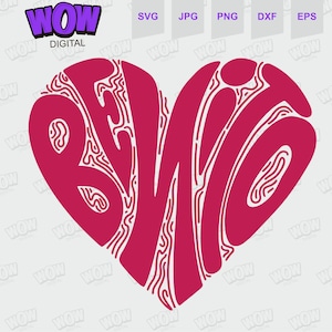Retro Benito Valentine Heart Svg, Valentin Sin Ti Embroidery SVG, Bad Bunny is My Valentine Svg Love Heart SVG, cute file