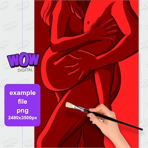 May include: A digital illustration of two people embracing in a passionate embrace. The illustration is in a red color scheme and features a bold, graphic style.