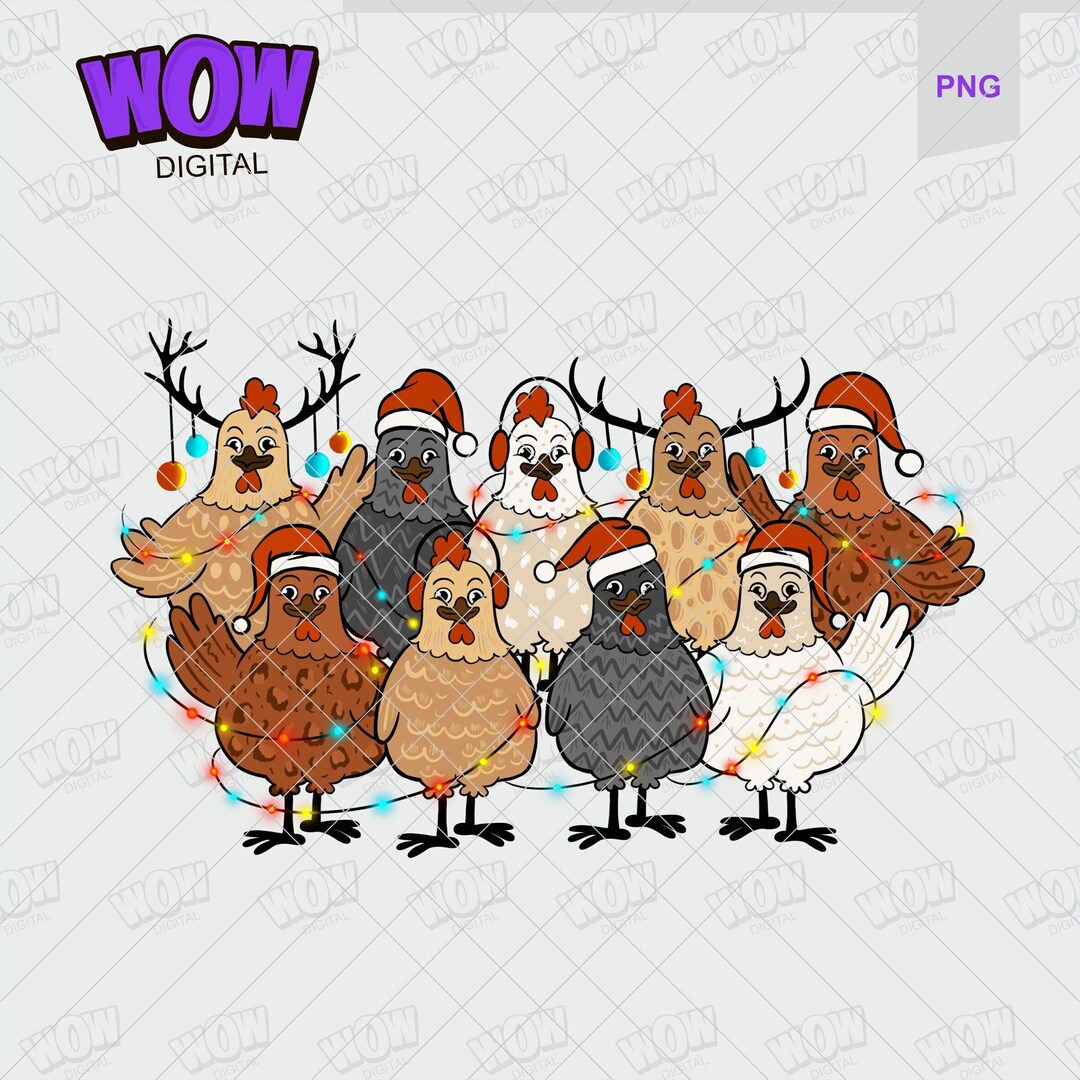 Chicken Christmas Lights PNG Farm Animal Christmas PNG Funny Etsy