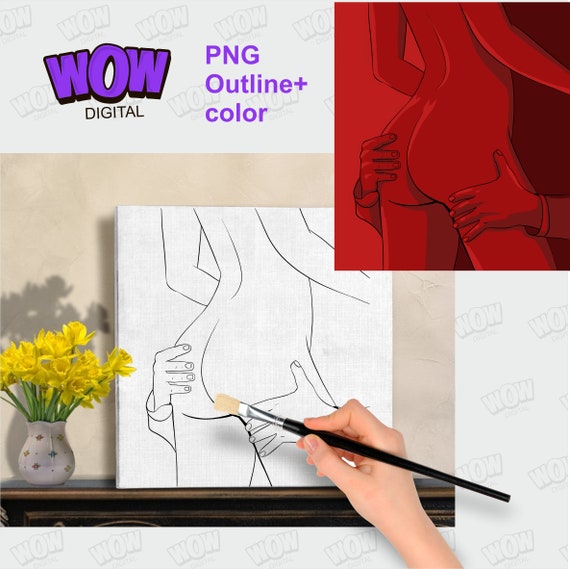 Couple Diy Paint Party, Honey Pot, Sip and Paint Outline, Diy Paint Kit, a kiss for coloring, PNG file Digital download