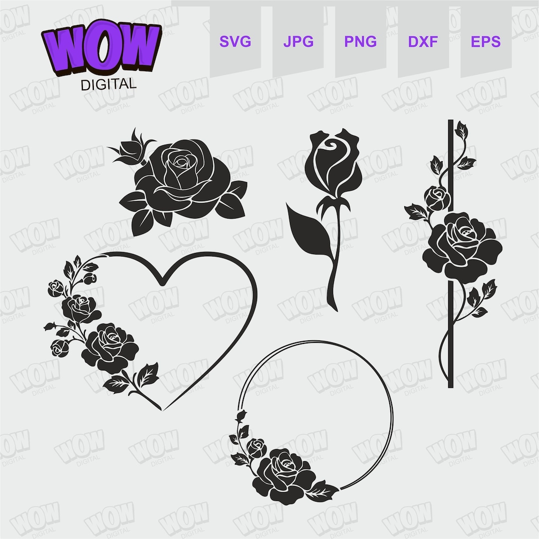 Rose Svg, Floral Heart Frame, Floral Circle Svg, Circle Wreath Svg ...