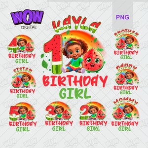 Personalized Rainbow birthday girl PNG, family set sublimation png bundle, add name
