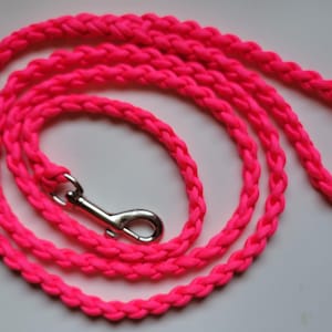Paracord Braided Dog Leash 5 1/2 ft Handmade (Bright Neon Pink) Med to Lg Dog