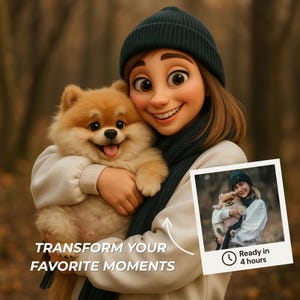 Custom 3D Cartoon Portrait, Personalized Digital Art from Photo, Couple/ Family Gift, Cartoon Style Pet Drawing, Instant Download