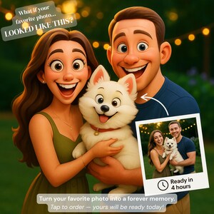 Benutzerdefinierte 3D Cartoon Familie Porträt, personalisierte digitale Kunst vom Foto, Paar Geschenk, Cartoon Stil Haustier Poster, Baby, Kinder, Baby, Kinder