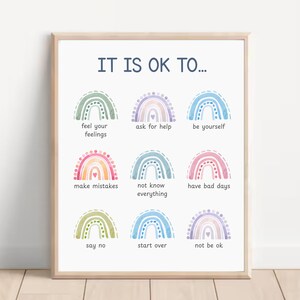 It's Okay To Not Be Okay Poster, Therapieplakat Wandkunst, Mental Gesundheit Poster, Lernposter, Gefühle Poster, Schul Counselor Zeichen