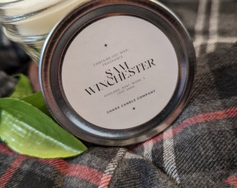 Sam Winchester Candle, Supernatural Candle, Fandom Candle, Sam Winchester, Mint, Fresh, Sam Candle, Supernatural Decor